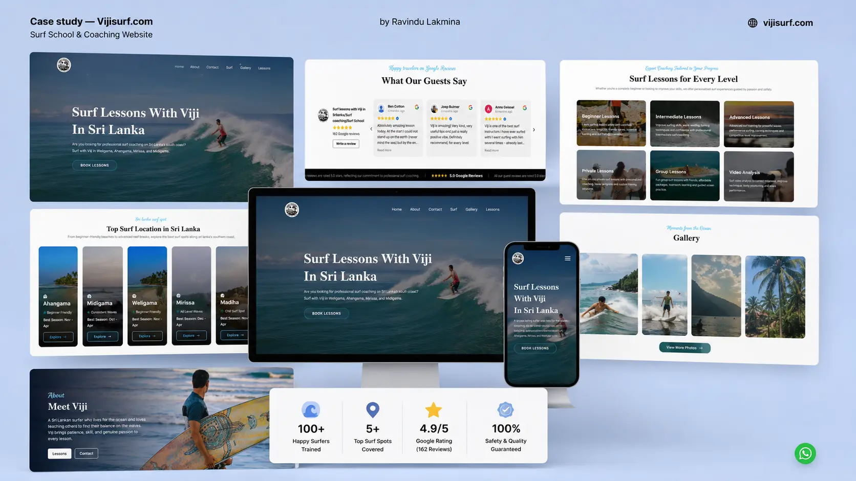 Viji Surf — Surf Coaching & Lessons (Tourism) website by Ravindu Lakmina